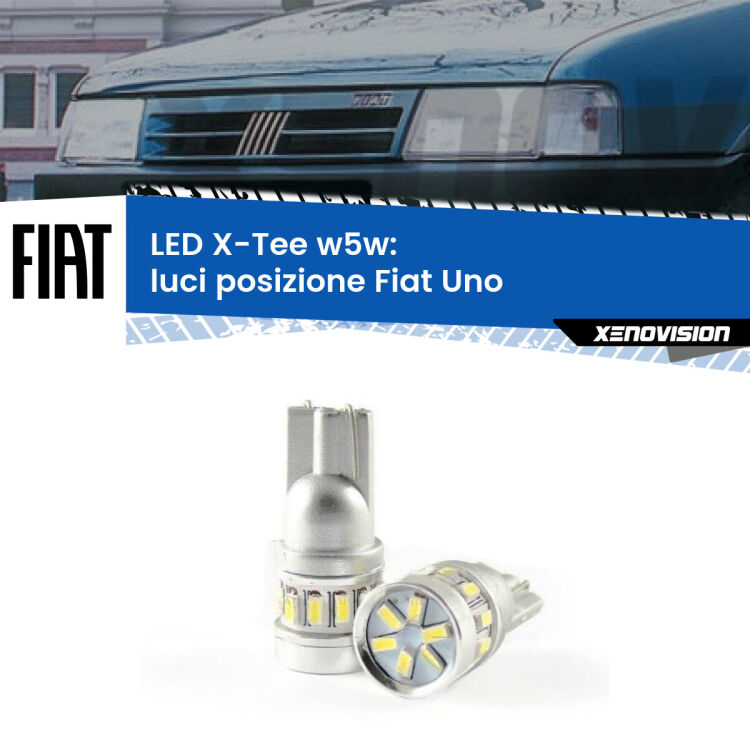 <strong>LED luci posizione per Fiat Uno</strong>  1983-1995. Lampade <strong>W5W</strong> modello X-Tee Xenovision top di gamma.