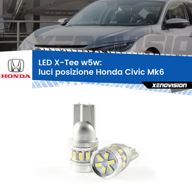 <strong>LED luci posizione per Honda Civic</strong> Mk6 1995-1999. Lampade <strong>W5W</strong> modello X-Tee Xenovision top di gamma.