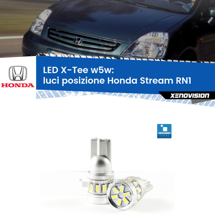 <strong>LED luci posizione per Honda Stream</strong> RN1 2001-2006. Lampade <strong>W5W</strong> modello X-Tee Xenovision top di gamma.