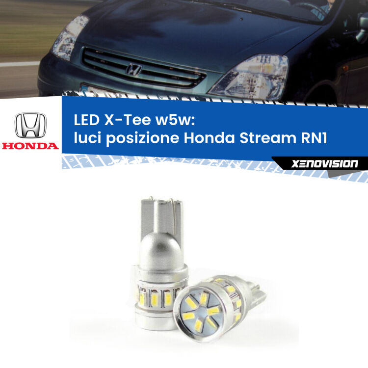 <strong>LED luci posizione per Honda Stream</strong> RN1 2001-2006. Lampade <strong>W5W</strong> modello X-Tee Xenovision top di gamma.