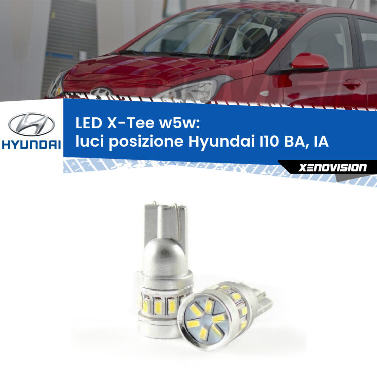 <strong>LED luci posizione per Hyundai I10</strong> BA, IA 2013-2016. Lampade <strong>W5W</strong> modello X-Tee Xenovision top di gamma.