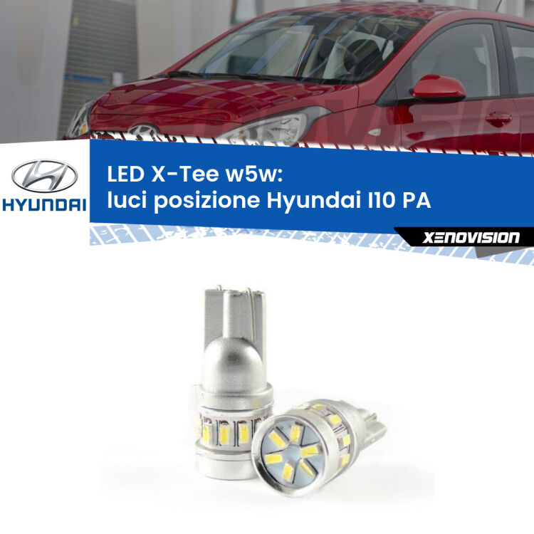 <strong>LED luci posizione per Hyundai I10</strong> PA 2007-2017. Lampade <strong>W5W</strong> modello X-Tee Xenovision top di gamma.