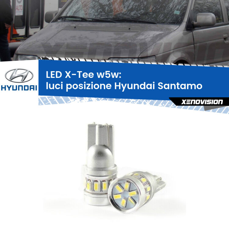 <strong>LED luci posizione per Hyundai Santamo</strong>  1998-2002. Lampade <strong>W5W</strong> modello X-Tee Xenovision top di gamma.