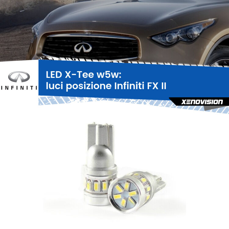 <strong>LED luci posizione per Infiniti FX</strong> II 2008-2013. Lampade <strong>W5W</strong> modello X-Tee Xenovision top di gamma.