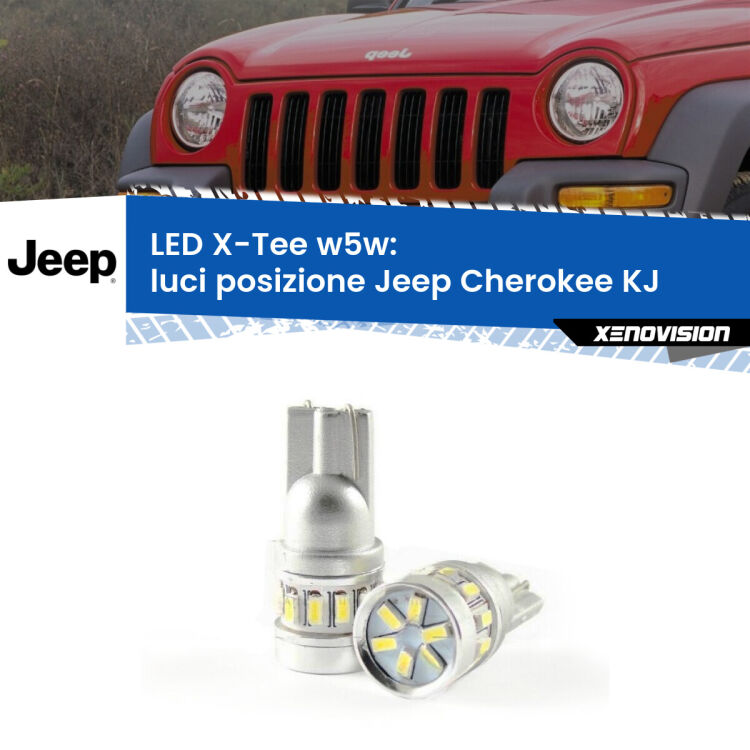 <strong>LED luci posizione per Jeep Cherokee</strong> KJ 2002-2007. Lampade <strong>W5W</strong> modello X-Tee Xenovision top di gamma.