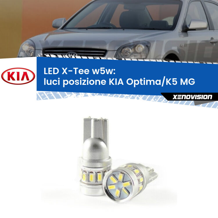 <strong>LED luci posizione per KIA Optima/K5</strong> MG 2005-2009. Lampade <strong>W5W</strong> modello X-Tee Xenovision top di gamma.