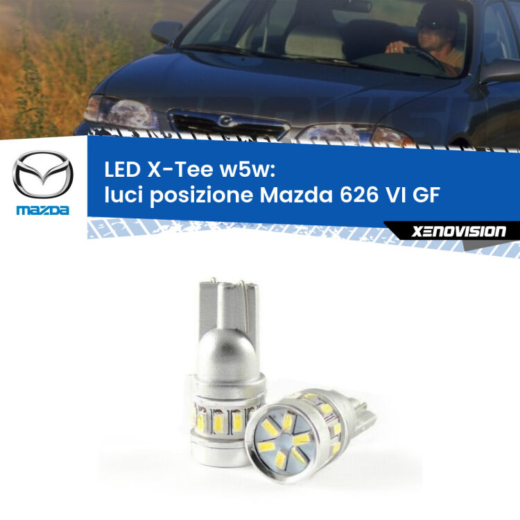 <strong>LED luci posizione per Mazda 626 VI</strong> GF 1997-2002. Lampade <strong>W5W</strong> modello X-Tee Xenovision top di gamma.