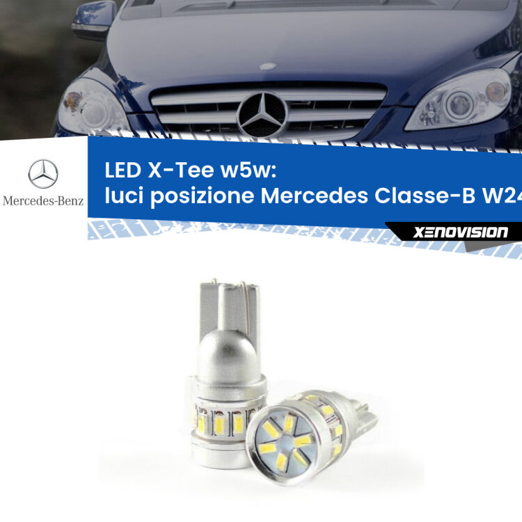 <strong>LED luci posizione per Mercedes Classe-B</strong> W245 2005-2011. Lampade <strong>W5W</strong> modello X-Tee Xenovision top di gamma.