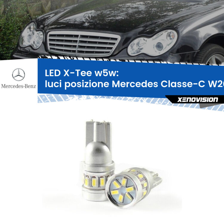 <strong>LED luci posizione per Mercedes Classe-C</strong> W203 2000-2007. Lampade <strong>W5W</strong> modello X-Tee Xenovision top di gamma.