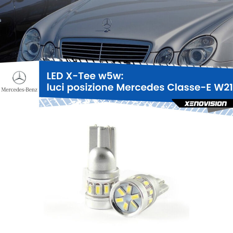 <strong>LED luci posizione per Mercedes Classe-E</strong> W211 2002-2006. Lampade <strong>W5W</strong> modello X-Tee Xenovision top di gamma.