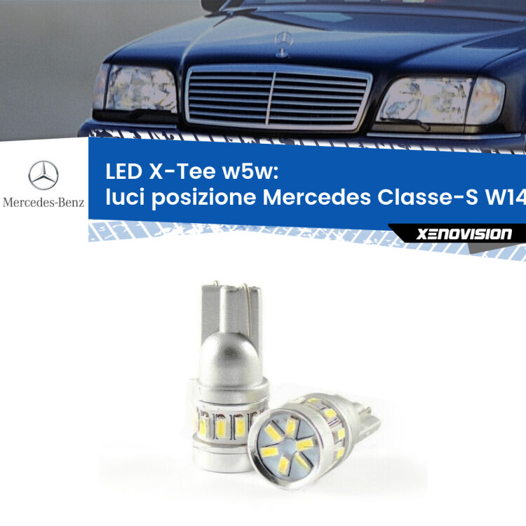 <strong>LED luci posizione per Mercedes Classe-S</strong> W140 1991-1998. Lampade <strong>W5W</strong> modello X-Tee Xenovision top di gamma.