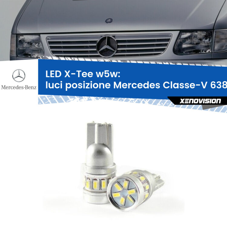 <strong>LED luci posizione per Mercedes Classe-V</strong> 638/2 1996-2003. Lampade <strong>W5W</strong> modello X-Tee Xenovision top di gamma.