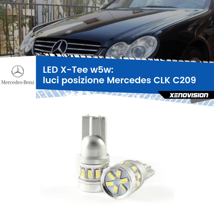 <strong>LED luci posizione per Mercedes CLK</strong> C209 2002-2009. Lampade <strong>W5W</strong> modello X-Tee Xenovision top di gamma.