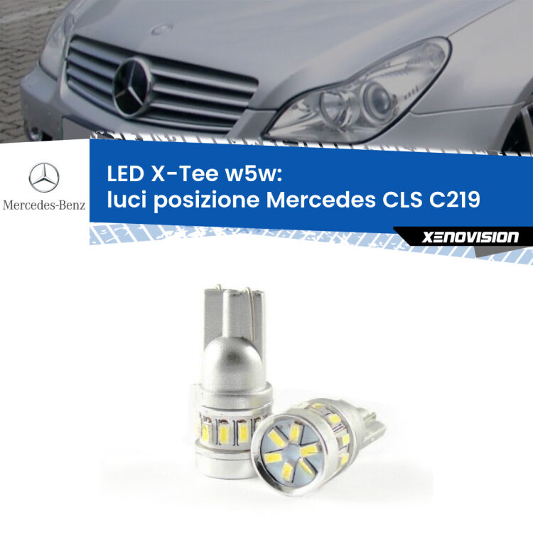 <strong>LED luci posizione per Mercedes CLS</strong> C219 2004-2010. Lampade <strong>W5W</strong> modello X-Tee Xenovision top di gamma.