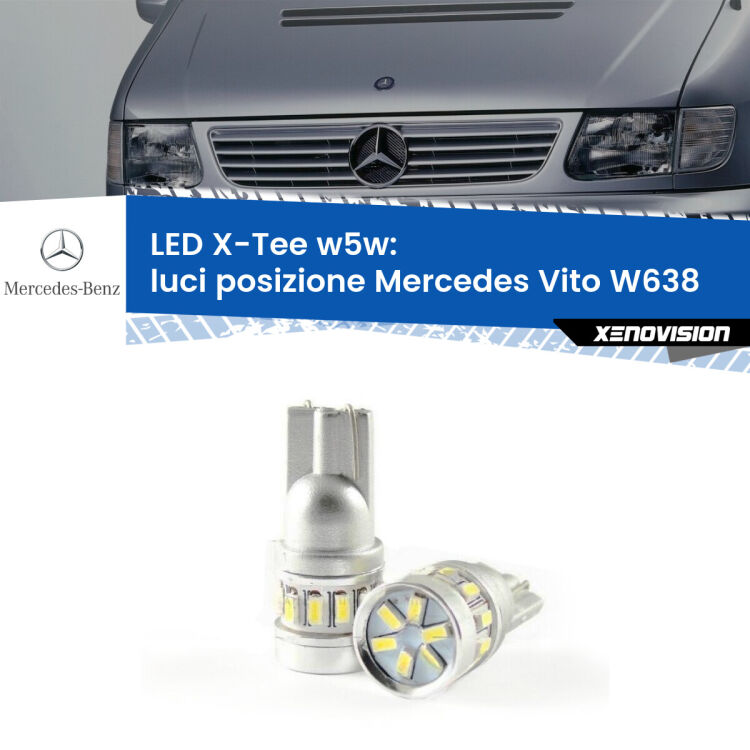 <strong>LED luci posizione per Mercedes Vito</strong> W638 1996-2003. Lampade <strong>W5W</strong> modello X-Tee Xenovision top di gamma.