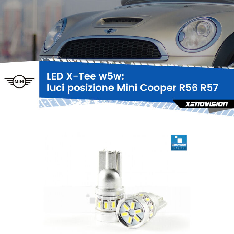 <strong>LED luci posizione per Mini Cooper</strong> R56 R57 2006-2013. Lampade <strong>W5W</strong> modello X-Tee Xenovision top di gamma.