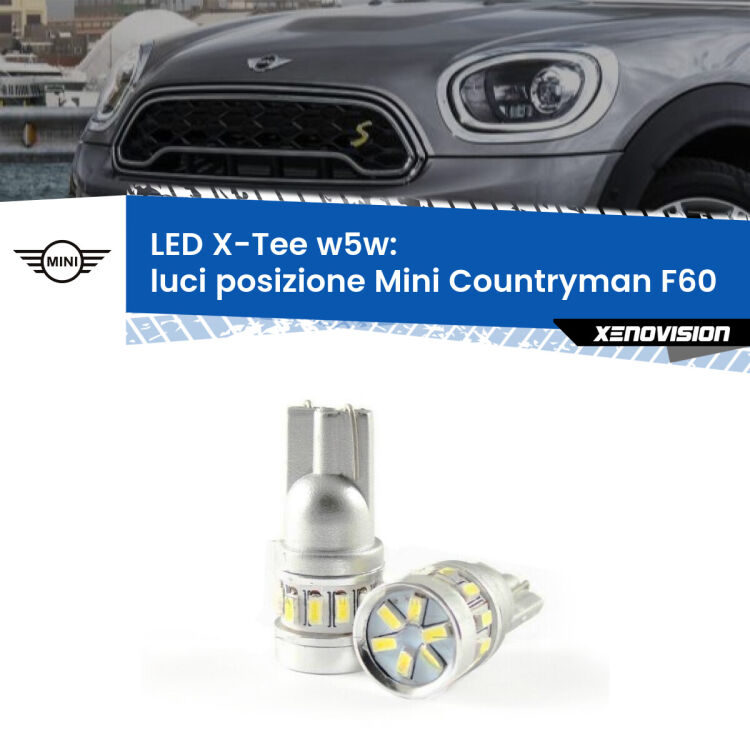 <strong>LED luci posizione per Mini Countryman</strong> F60 2016-2019. Lampade <strong>W5W</strong> modello X-Tee Xenovision top di gamma.