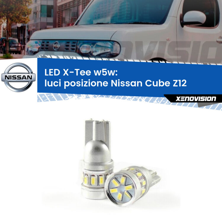 <strong>LED luci posizione per Nissan Cube</strong> Z12 2008-2012. Lampade <strong>W5W</strong> modello X-Tee Xenovision top di gamma.