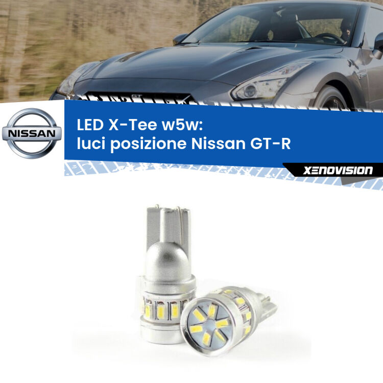 <strong>LED luci posizione per Nissan GT-R</strong>  2007in poi. Lampade <strong>W5W</strong> modello X-Tee Xenovision top di gamma.