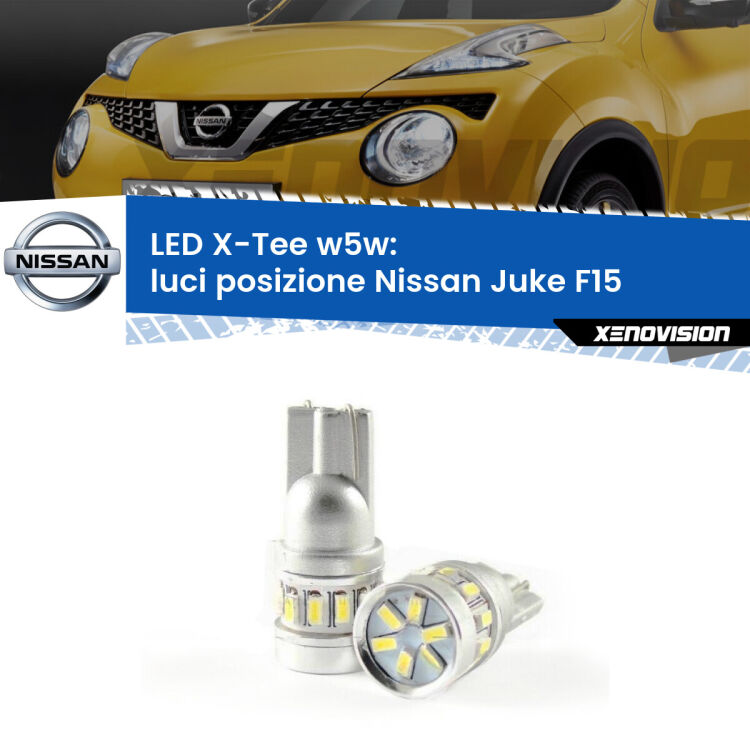 <strong>LED luci posizione per Nissan Juke</strong> F15 2010-2014. Lampade <strong>W5W</strong> modello X-Tee Xenovision top di gamma.