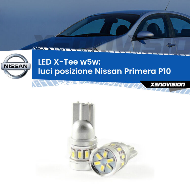 <strong>LED luci posizione per Nissan Primera</strong> P10 1990-1996. Lampade <strong>W5W</strong> modello X-Tee Xenovision top di gamma.