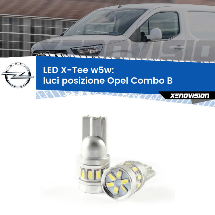 <strong>LED luci posizione per Opel Combo B</strong>  1994-2001. Lampade <strong>W5W</strong> modello X-Tee Xenovision top di gamma.