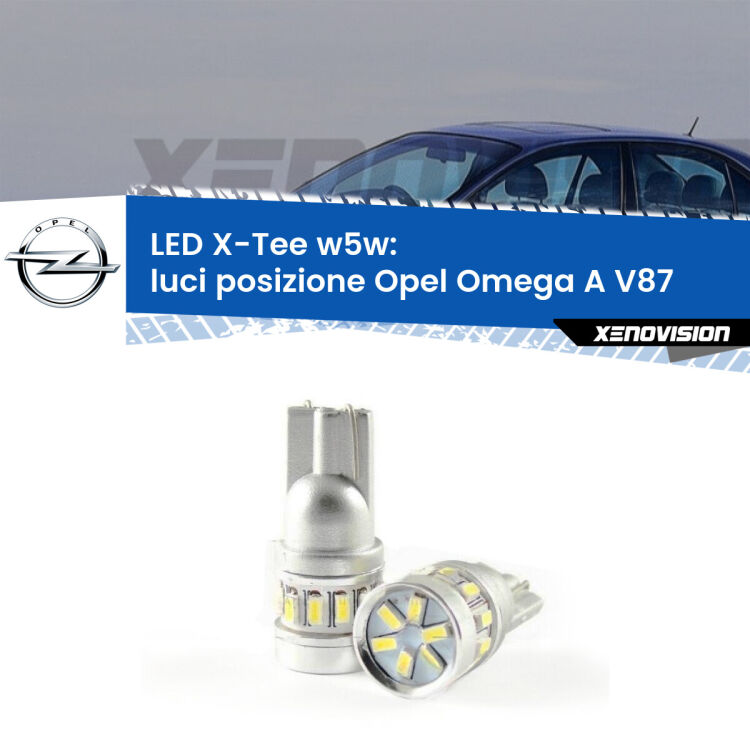 <strong>LED luci posizione per Opel Omega A</strong> V87 1986-1994. Lampade <strong>W5W</strong> modello X-Tee Xenovision top di gamma.