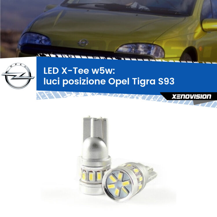 <strong>LED luci posizione per Opel Tigra</strong> S93 1994-2000. Lampade <strong>W5W</strong> modello X-Tee Xenovision top di gamma.