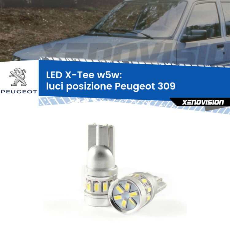 <strong>LED luci posizione per Peugeot 309</strong>  1989-1993. Lampade <strong>W5W</strong> modello X-Tee Xenovision top di gamma.