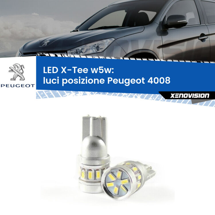 <strong>LED luci posizione per Peugeot 4008</strong>  2012in poi. Lampade <strong>W5W</strong> modello X-Tee Xenovision top di gamma.