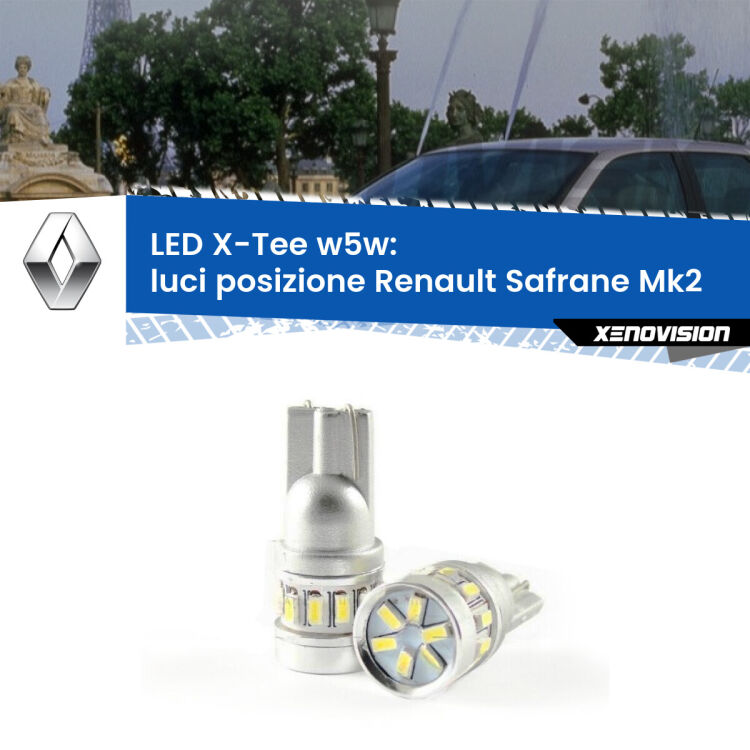 <strong>LED luci posizione per Renault Safrane</strong> Mk2 1996-2000. Lampade <strong>W5W</strong> modello X-Tee Xenovision top di gamma.