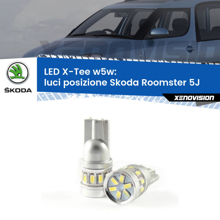 <strong>LED luci posizione per Skoda Roomster</strong> 5J 2006-2015. Lampade <strong>W5W</strong> modello X-Tee Xenovision top di gamma.