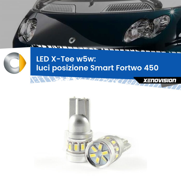 <strong>LED luci posizione per Smart Fortwo</strong> 450 2004-2007. Lampade <strong>W5W</strong> modello X-Tee Xenovision top di gamma.