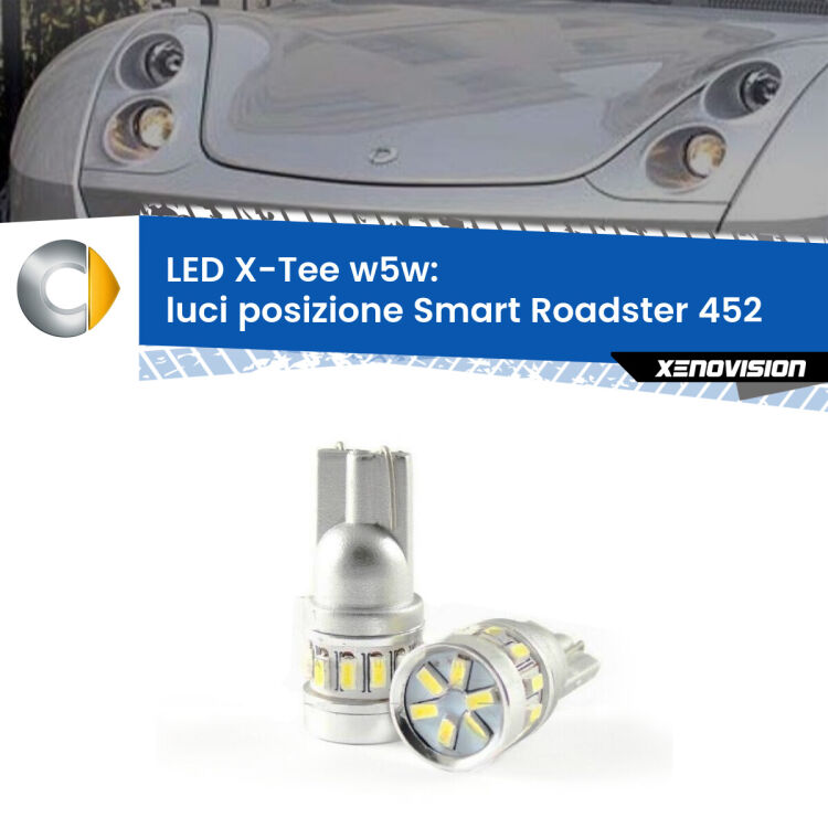 <strong>LED luci posizione per Smart Roadster</strong> 452 2003-2005. Lampade <strong>W5W</strong> modello X-Tee Xenovision top di gamma.