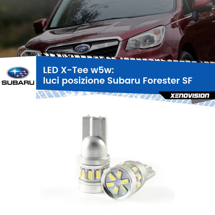 <strong>LED luci posizione per Subaru Forester</strong> SF 1997-2002. Lampade <strong>W5W</strong> modello X-Tee Xenovision top di gamma.