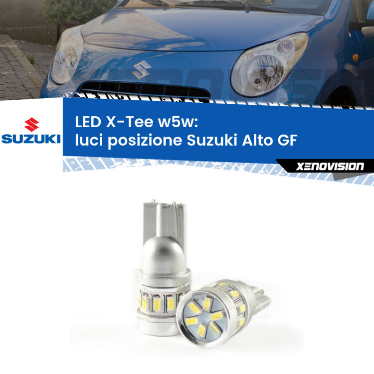 <strong>LED luci posizione per Suzuki Alto</strong> GF 2009in poi. Lampade <strong>W5W</strong> modello X-Tee Xenovision top di gamma.