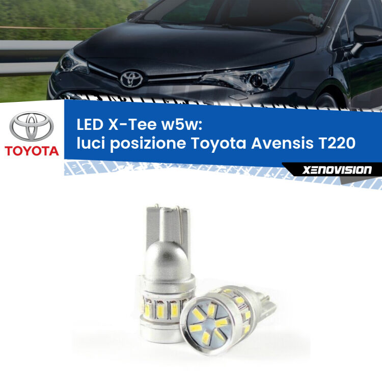 <strong>LED luci posizione per Toyota Avensis</strong> T220 1997-2003. Lampade <strong>W5W</strong> modello X-Tee Xenovision top di gamma.