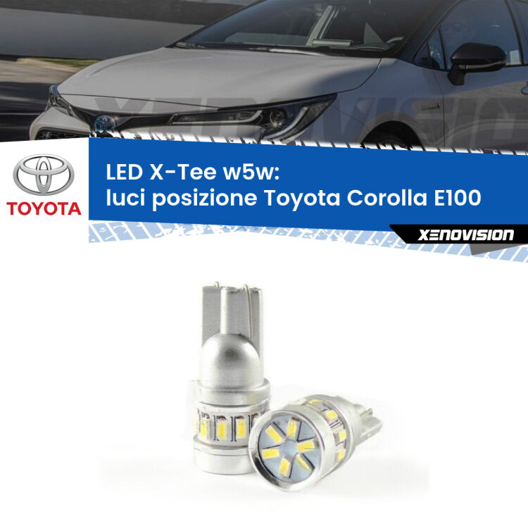 <strong>LED luci posizione per Toyota Corolla</strong> E100 1992-1997. Lampade <strong>W5W</strong> modello X-Tee Xenovision top di gamma.