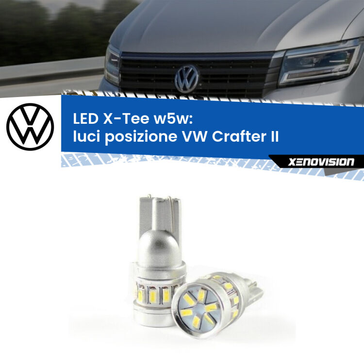 <strong>LED luci posizione per VW Crafter</strong> II 2016in poi. Lampade <strong>W5W</strong> modello X-Tee Xenovision top di gamma.