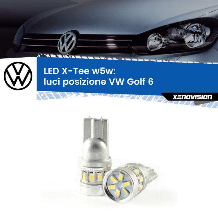 <strong>LED luci posizione per VW Golf 6</strong>  2008-2011. Lampade <strong>W5W</strong> modello X-Tee Xenovision top di gamma.