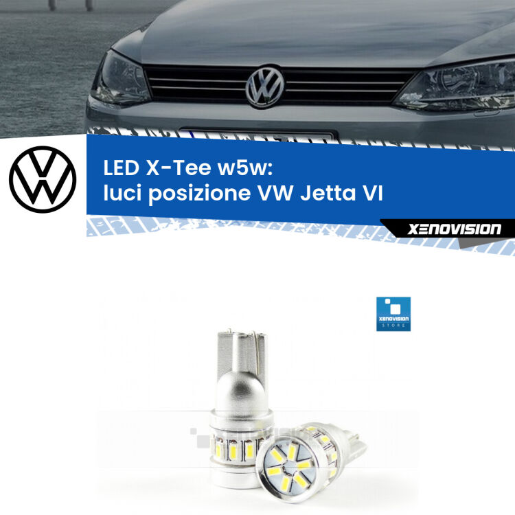 <strong>LED luci posizione per VW Jetta</strong> VI 2010-2017. Lampade <strong>W5W</strong> modello X-Tee Xenovision top di gamma.