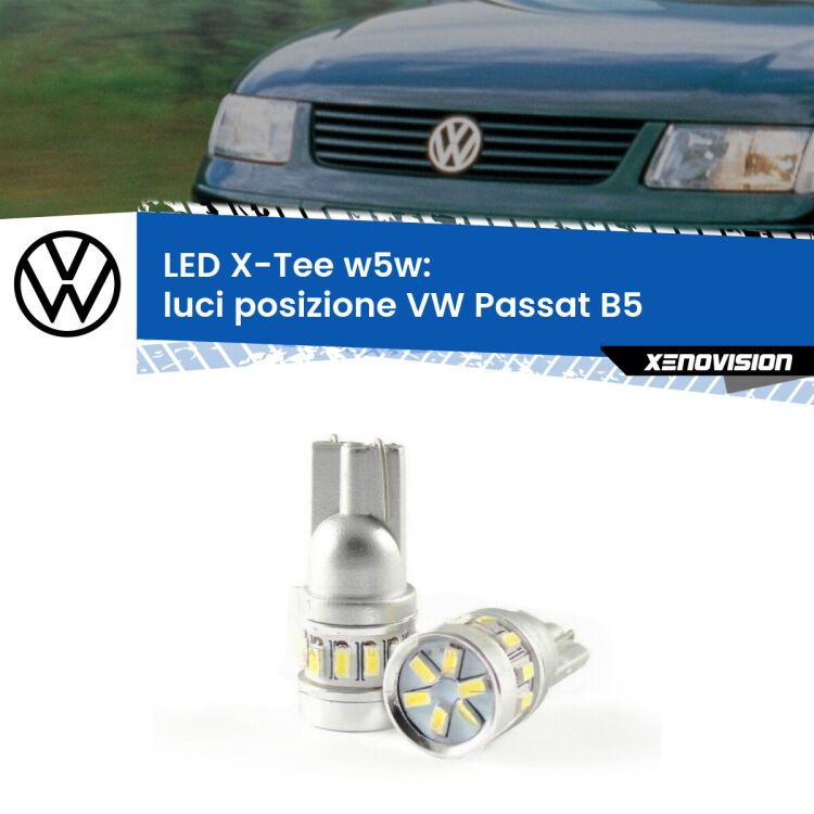 <strong>LED luci posizione per VW Passat</strong> B5 1996-2000. Lampade <strong>W5W</strong> modello X-Tee Xenovision top di gamma.