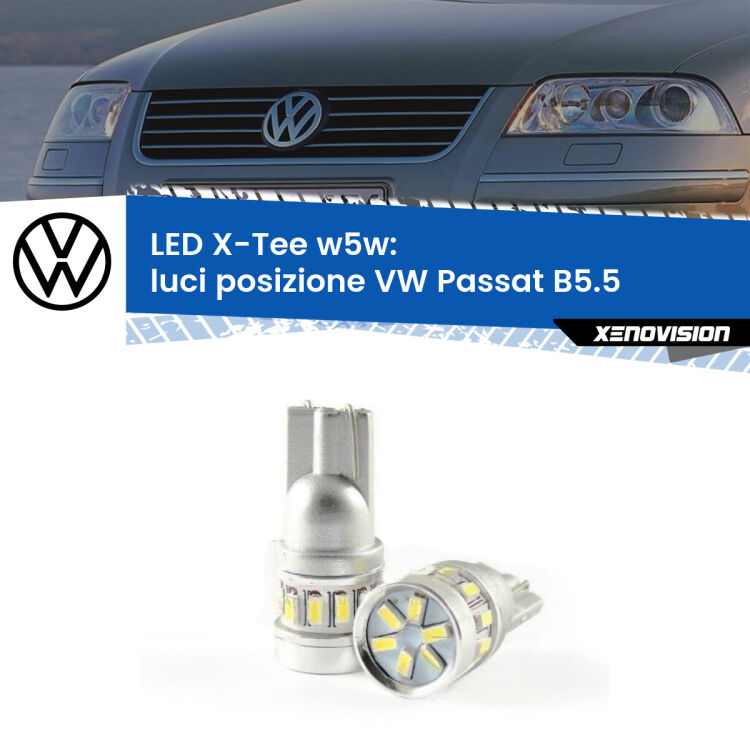 <strong>LED luci posizione per VW Passat</strong> B5.5 2000-2005. Lampade <strong>W5W</strong> modello X-Tee Xenovision top di gamma.