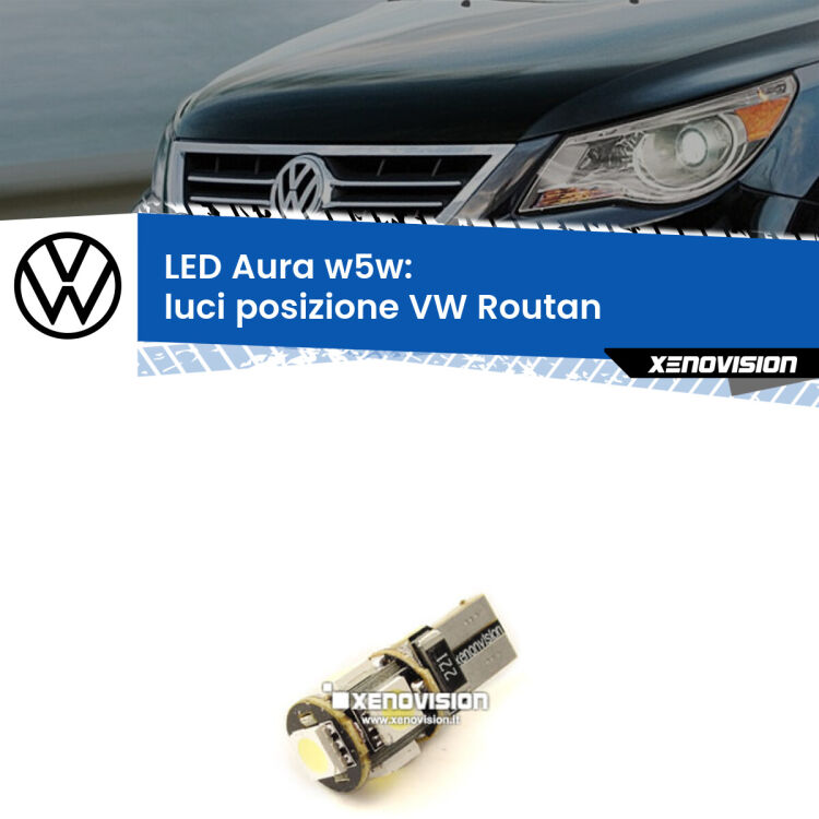 <strong>LED luci posizione w5w per VW Routan</strong>  2008-2013. Una lampadina <strong>w5w</strong> canbus luce bianca 6000k modello Aura Xenovision.