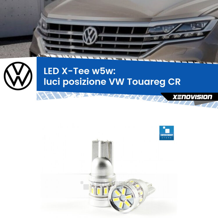 <strong>LED luci posizione per VW Touareg</strong> CR 2018in poi. Lampade <strong>W5W</strong> modello X-Tee Xenovision top di gamma.