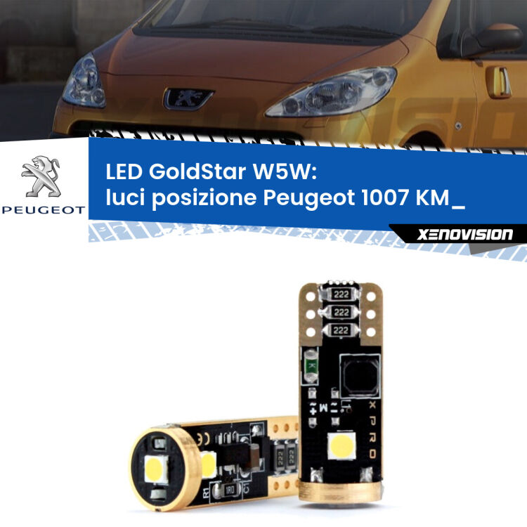 <strong>Luci posizione LED Peugeot 1007</strong> KM_ 2005-2009: ottima luminosità a 360 gradi. Si inseriscono ovunque. Canbus, Top Quality.