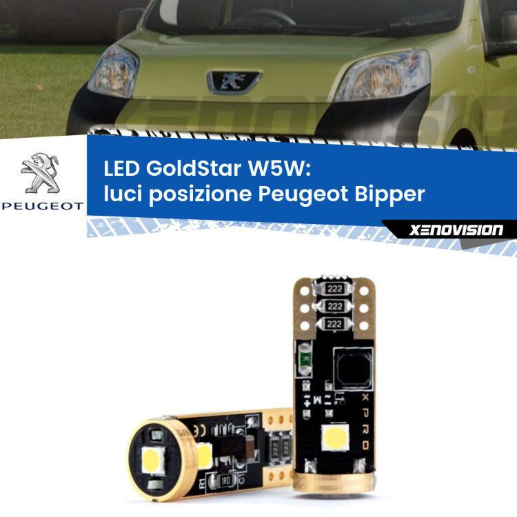 <strong>Luci posizione LED Peugeot Bipper</strong>  2008in poi: ottima luminosità a 360 gradi. Si inseriscono ovunque. Canbus, Top Quality.