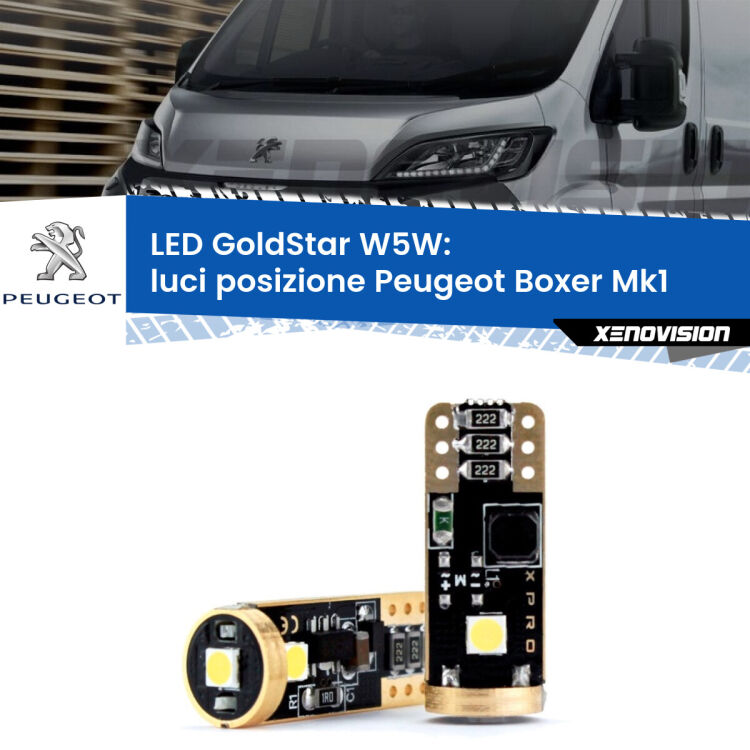 <strong>Luci posizione LED Peugeot Boxer</strong> Mk1 1994-2002: ottima luminosità a 360 gradi. Si inseriscono ovunque. Canbus, Top Quality.