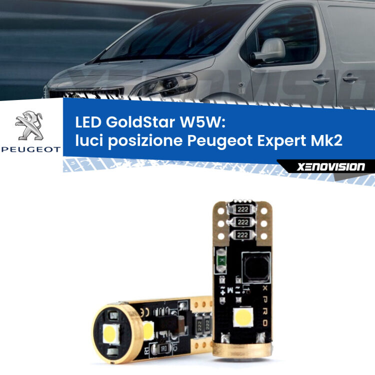 <strong>Luci posizione LED Peugeot Expert</strong> Mk2 2007-2015: ottima luminosità a 360 gradi. Si inseriscono ovunque. Canbus, Top Quality.