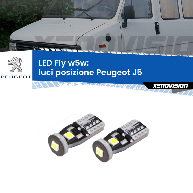 <strong>luci posizione LED per Peugeot J5</strong>  1990-1994. Coppia lampadine <strong>w5w</strong> Canbus compatte modello Fly Xenovision.